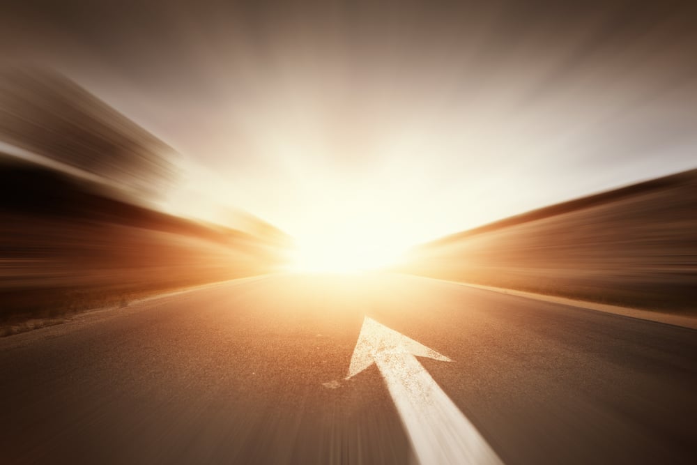 Conceptual image of asphalt road and direction arrow-2